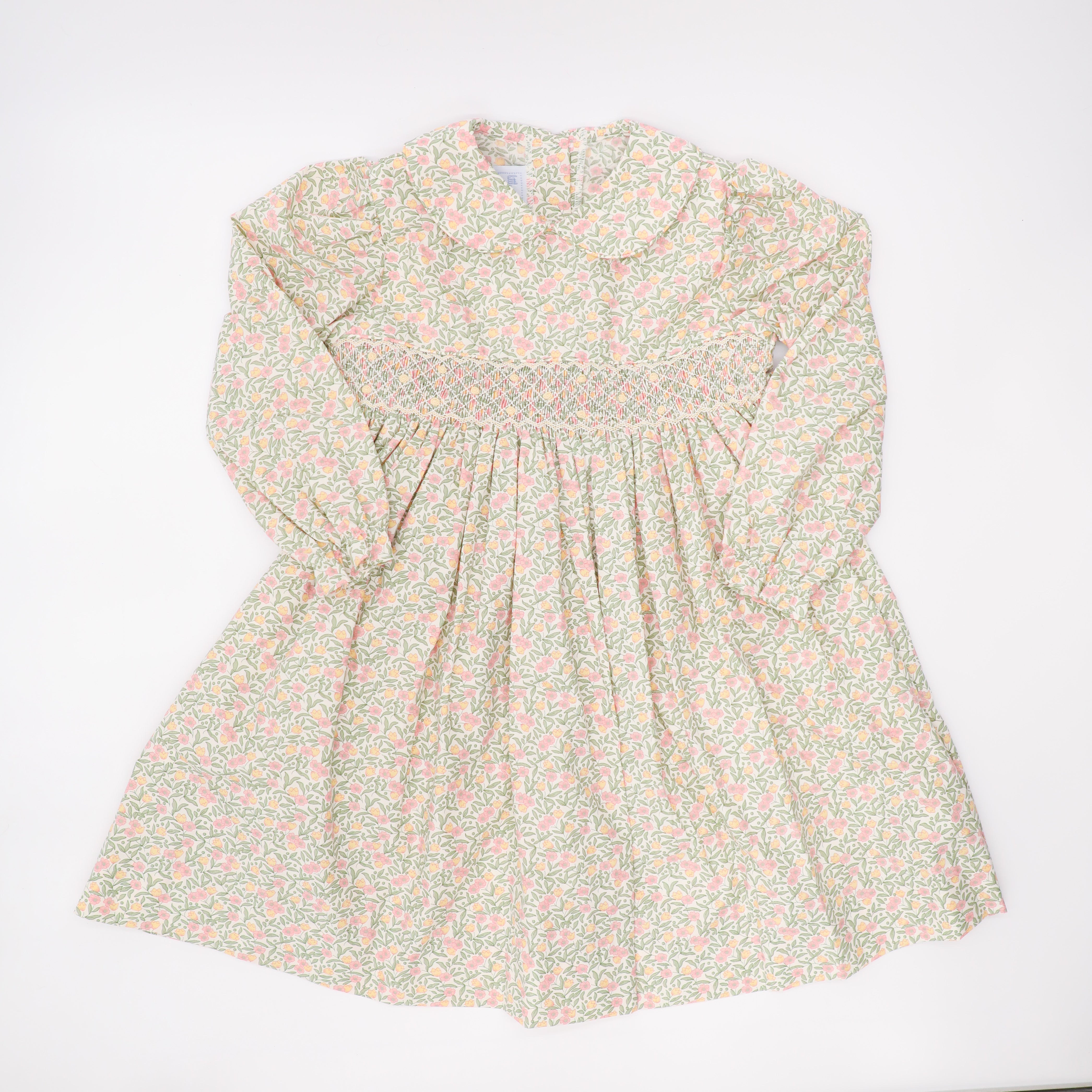 Little English Smocked Floral Long Sleeve Dress