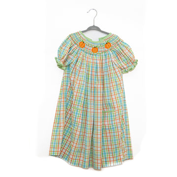 Shrimp & Grits Smocked Pumpkin Dress