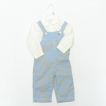 Ralph Lauren Seersucker Overalls Set