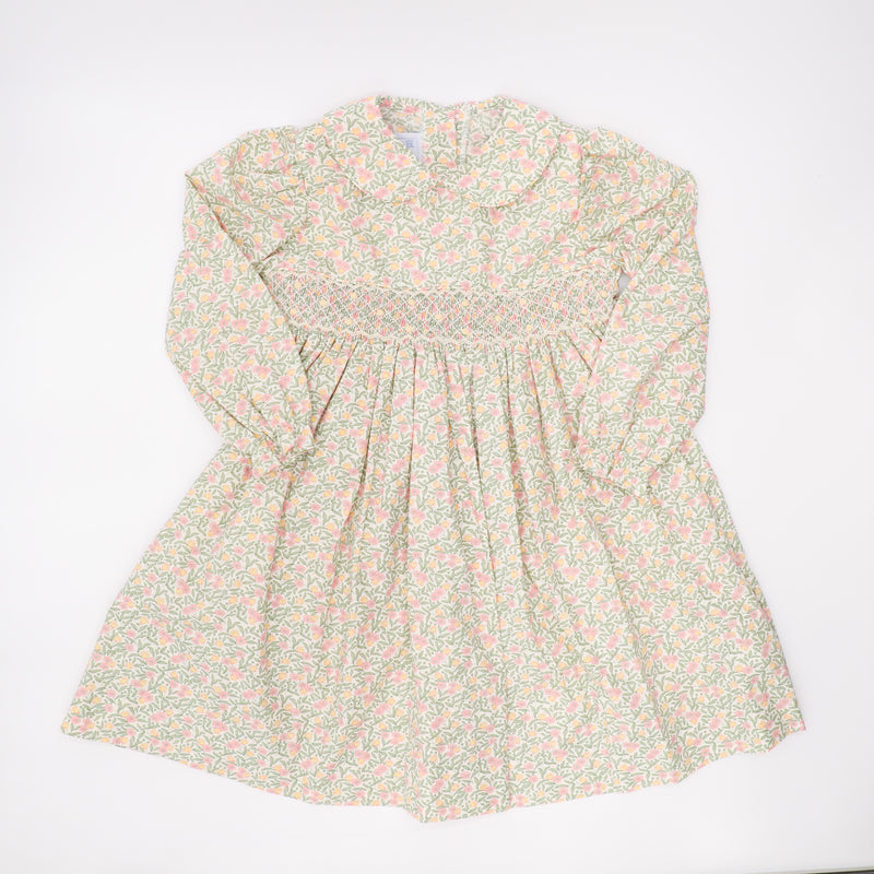 Little English Smocked Floral Long Sleeve Dress