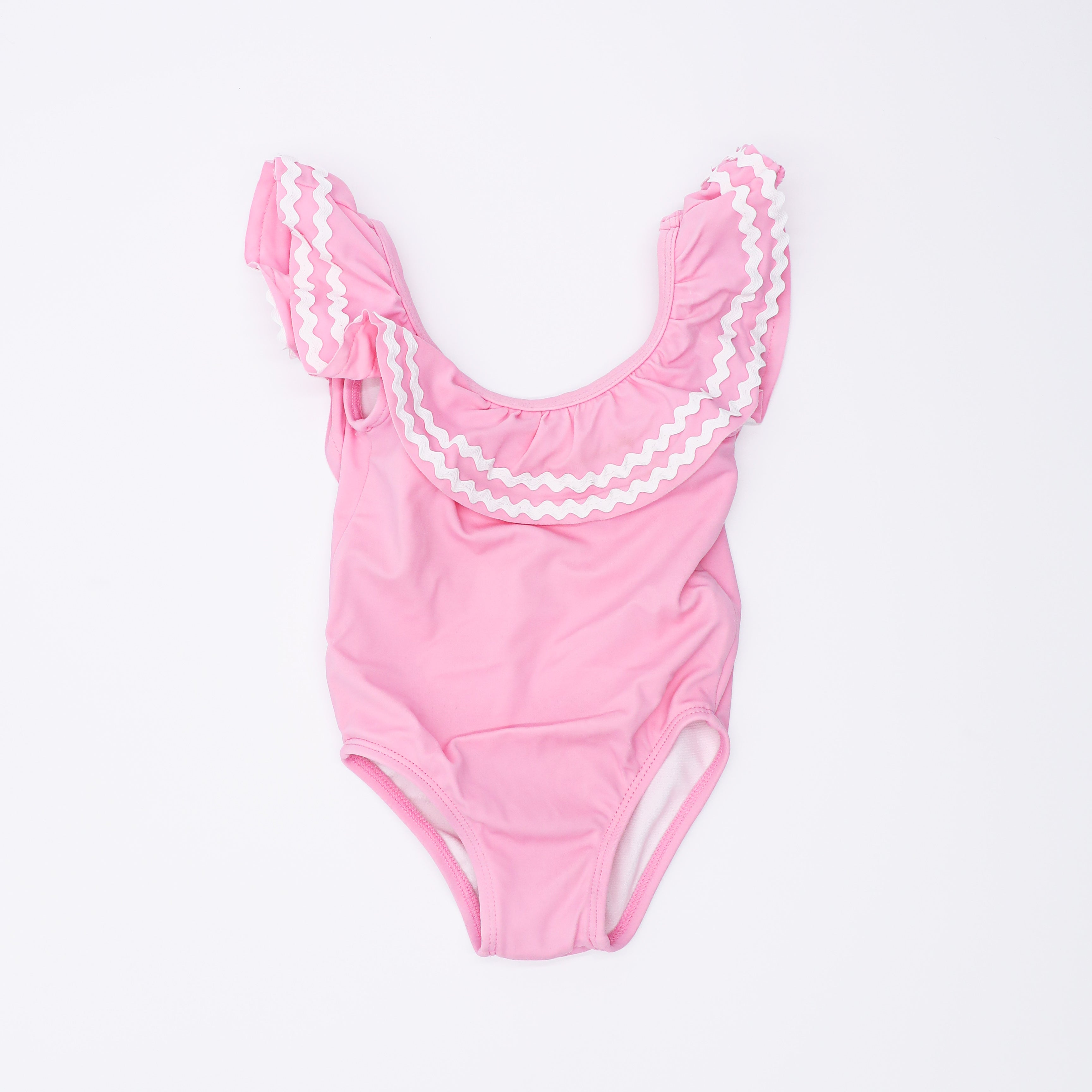 Janie and Jack Pink Swimsuit with Ric Rac Trim