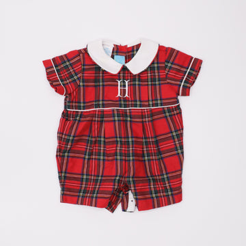 Claire & Charlie Red Plaid Jon Jon with Collar
