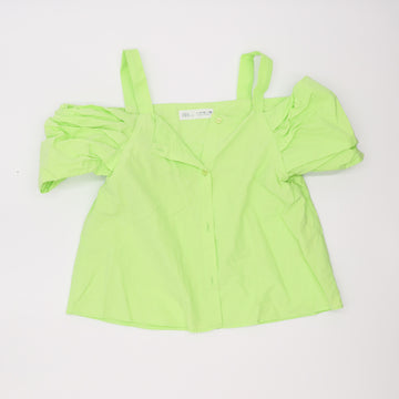 Zara Lime Green Off The Shoulder Top