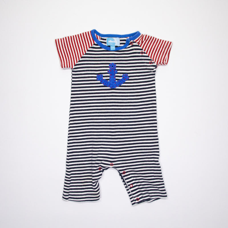Nautical Striped Onesie with Anchor Detail