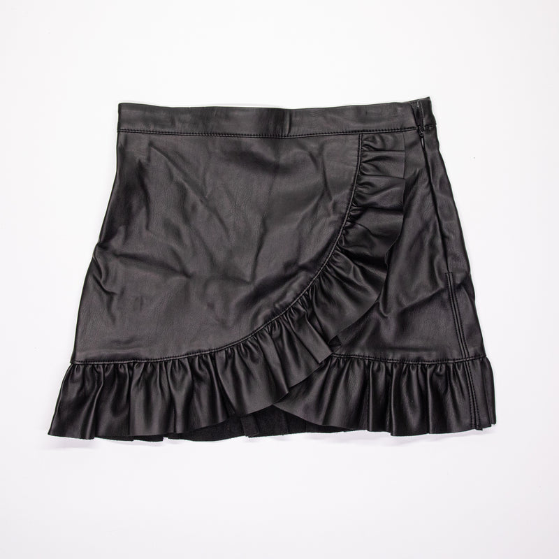 Blank NYC Faux Leather Mini Skirt with Ruffle
