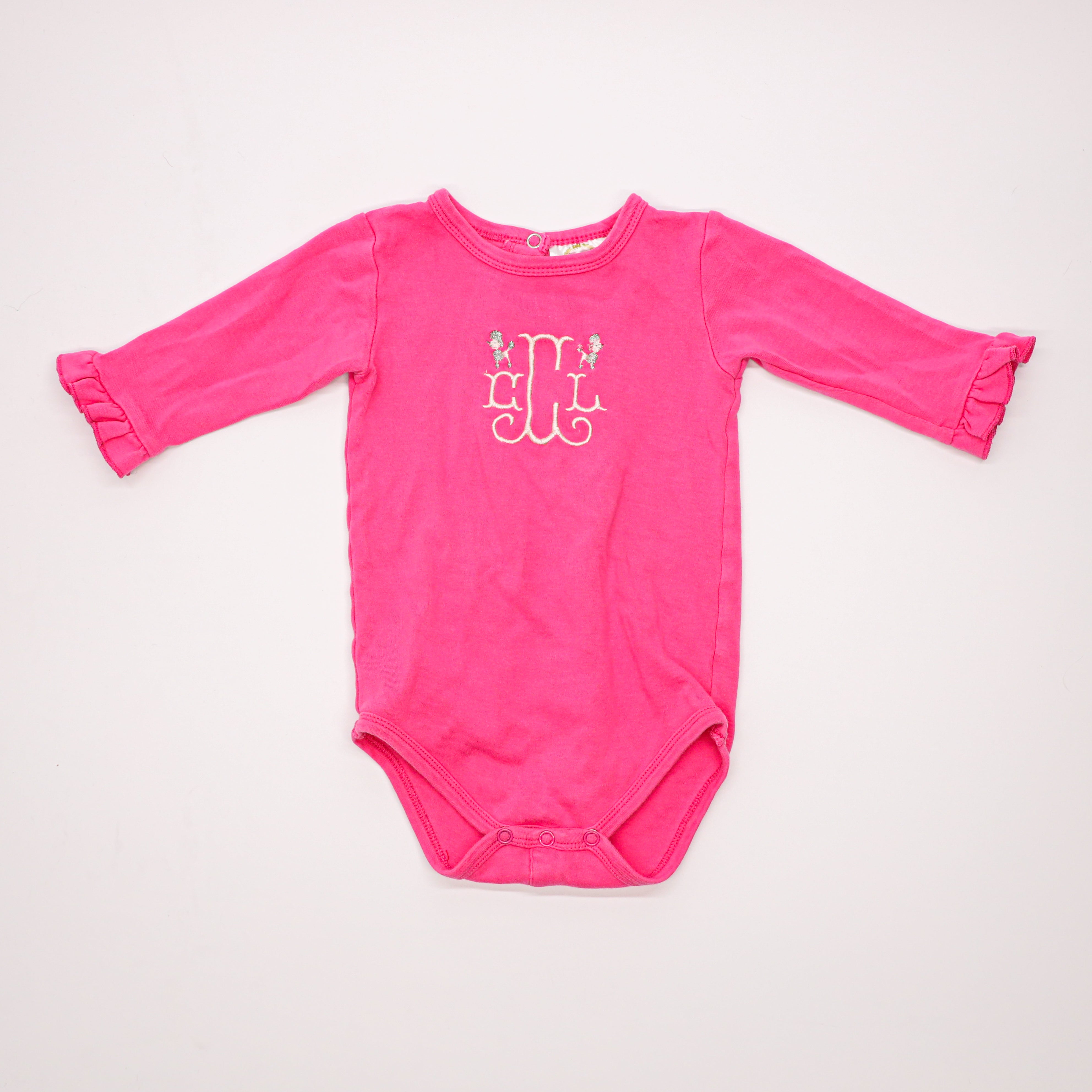 Blanks Boutique 3/4 Sleeve Pink Onesie Monogrammed CCL
