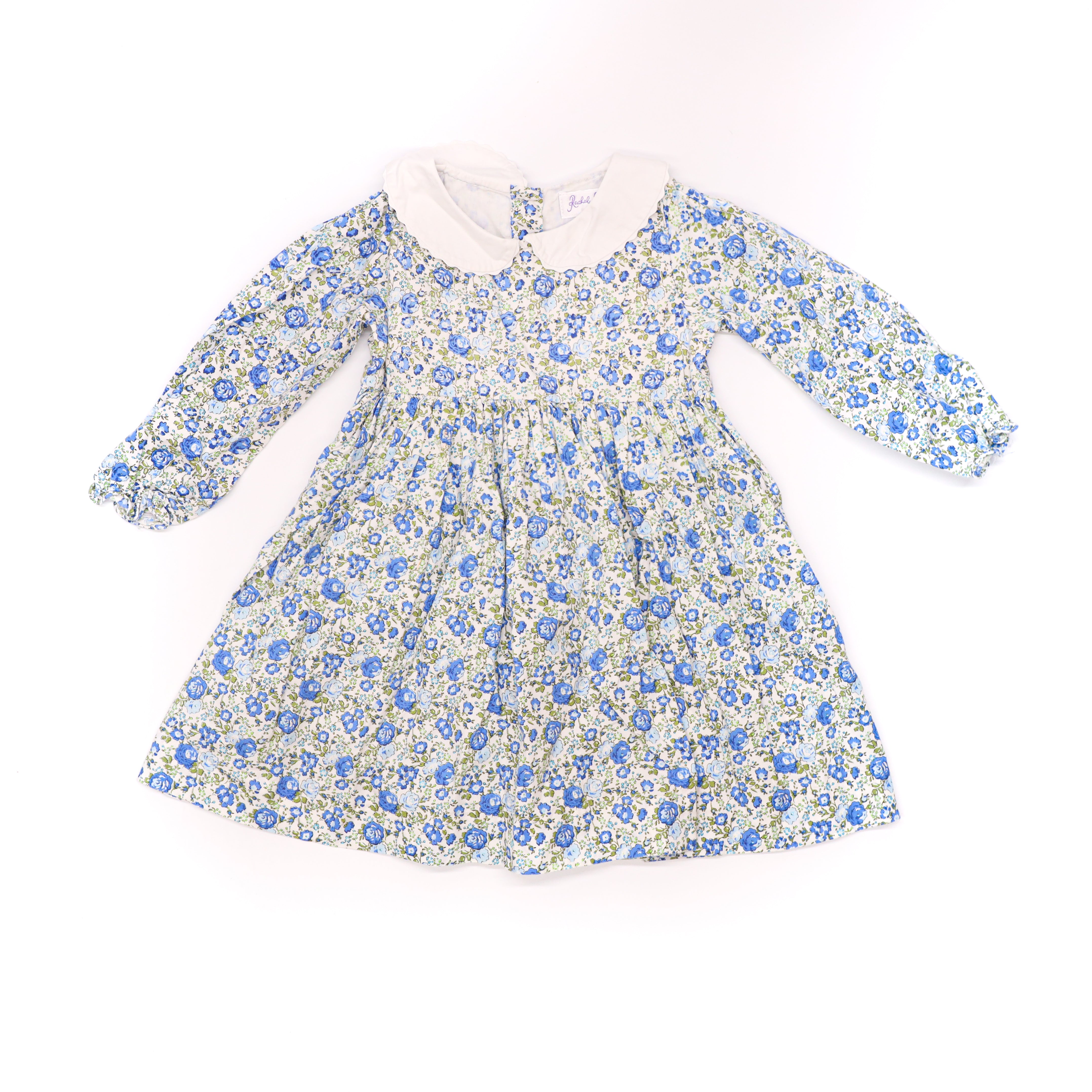 Rachel Riley Mini Floral Dress in Blue with Bloomers