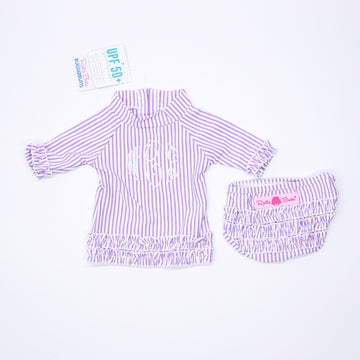 Ruffle Butts Lilac Seersucker Rashguardh Bikini
