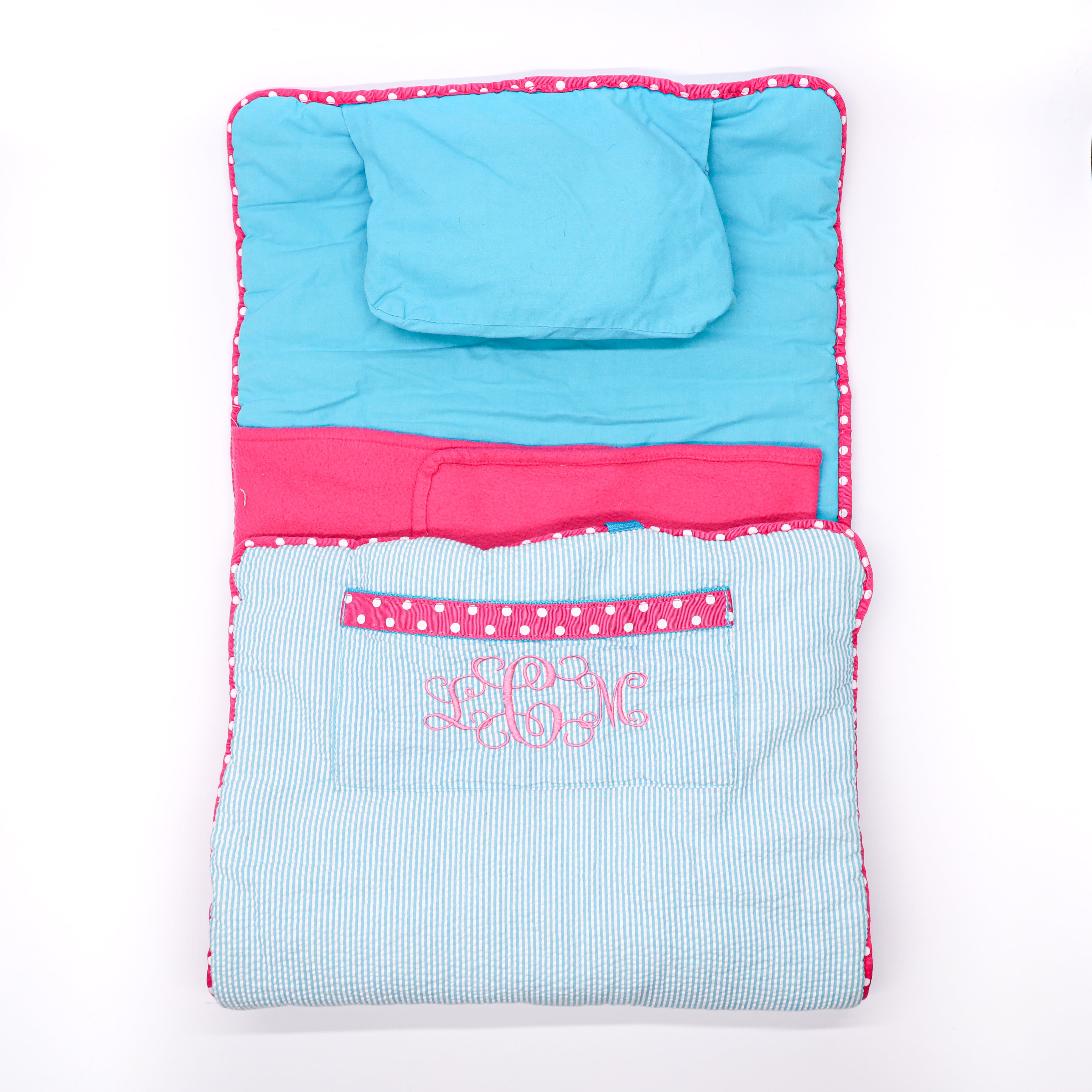 Mint Nap Mat in Aqua Seersucker