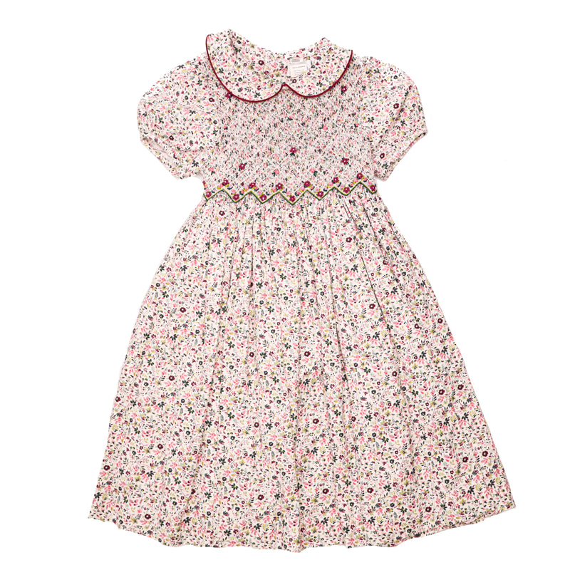 Floral Smocked Dress with Collar